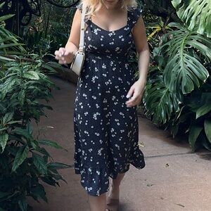 Black Floral Midi Dress